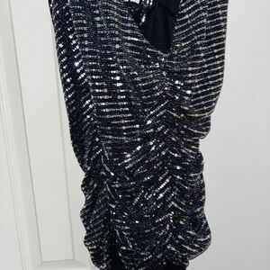 Elegant Black and Silver Sequin Evening Gown